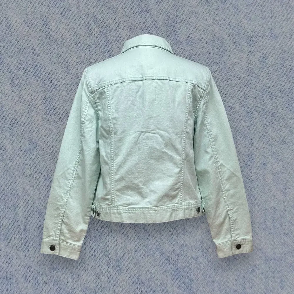 Talbots Petites Women’s Mint Green Denim Button-Up Jacket Size: Medium Petite - Picture 2 of 7